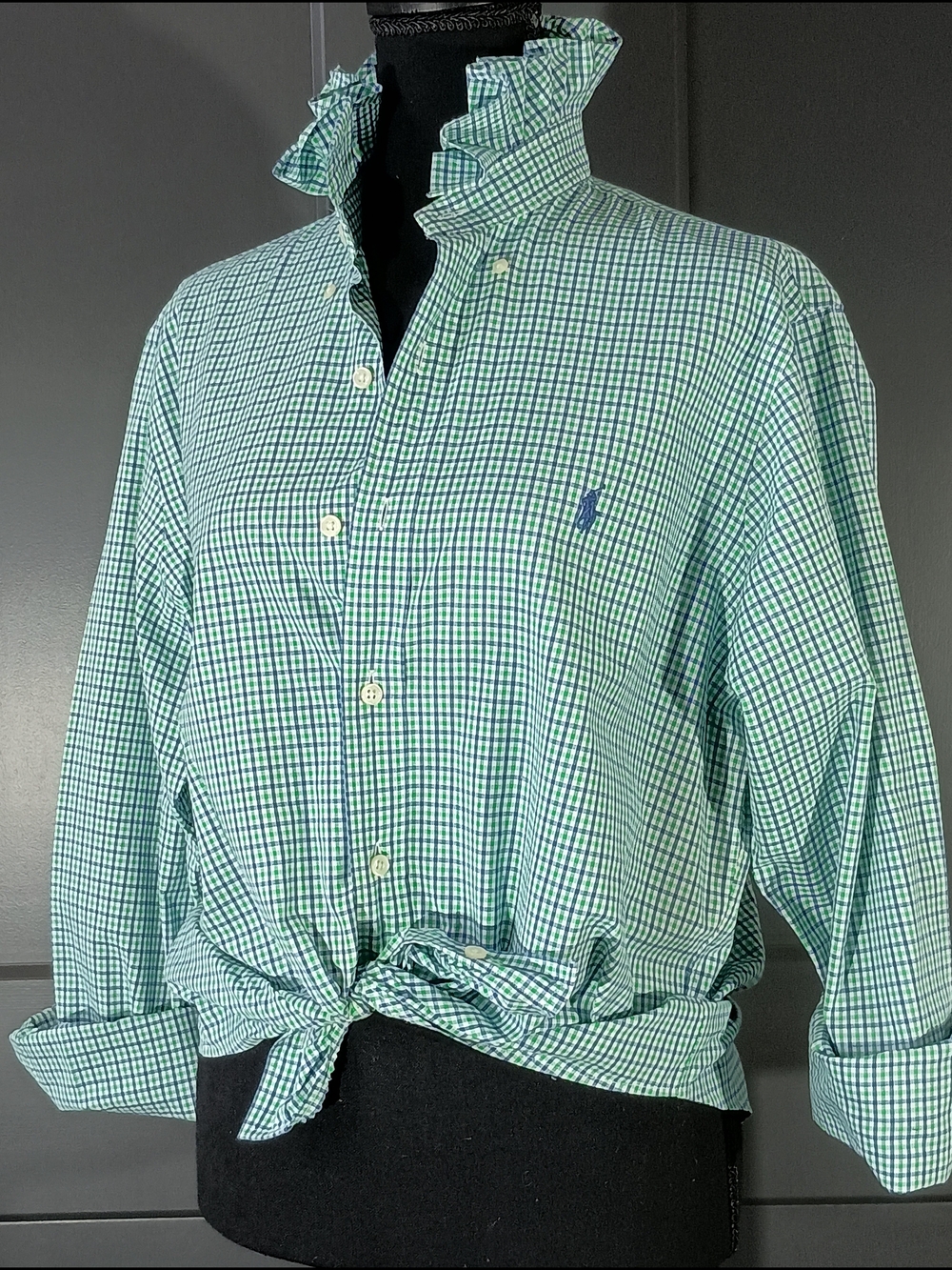 Upcycled Women's Ralph Lauren Ruffled Collar Shirt